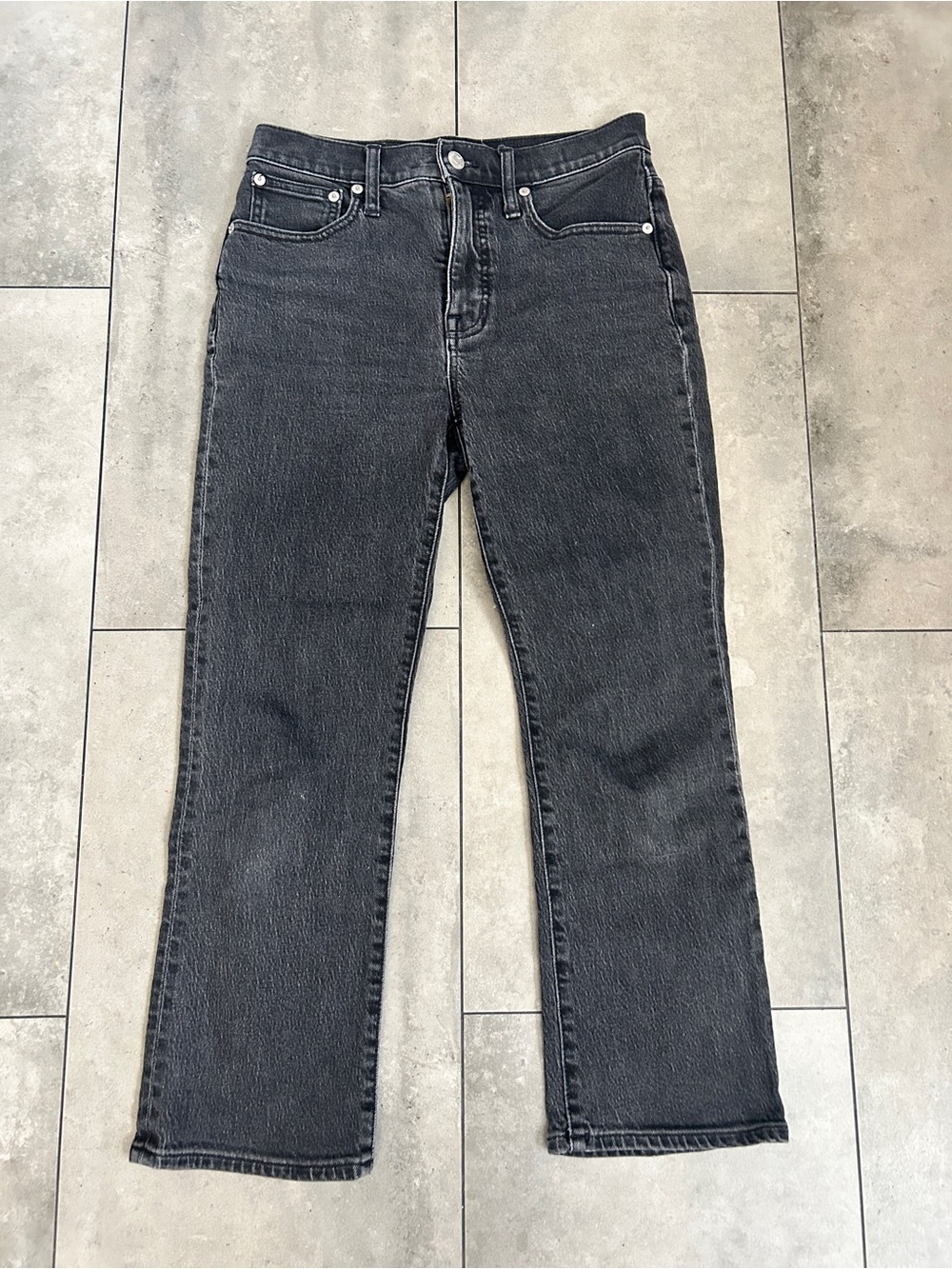 Madewell Slim Demi boot black lunar wash ankle jeans 25P petite